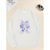 Men'S Casual Blue Cat Pattern Crew Neck Sweatshirt | Loose Fit, Slight Stretch Fabric