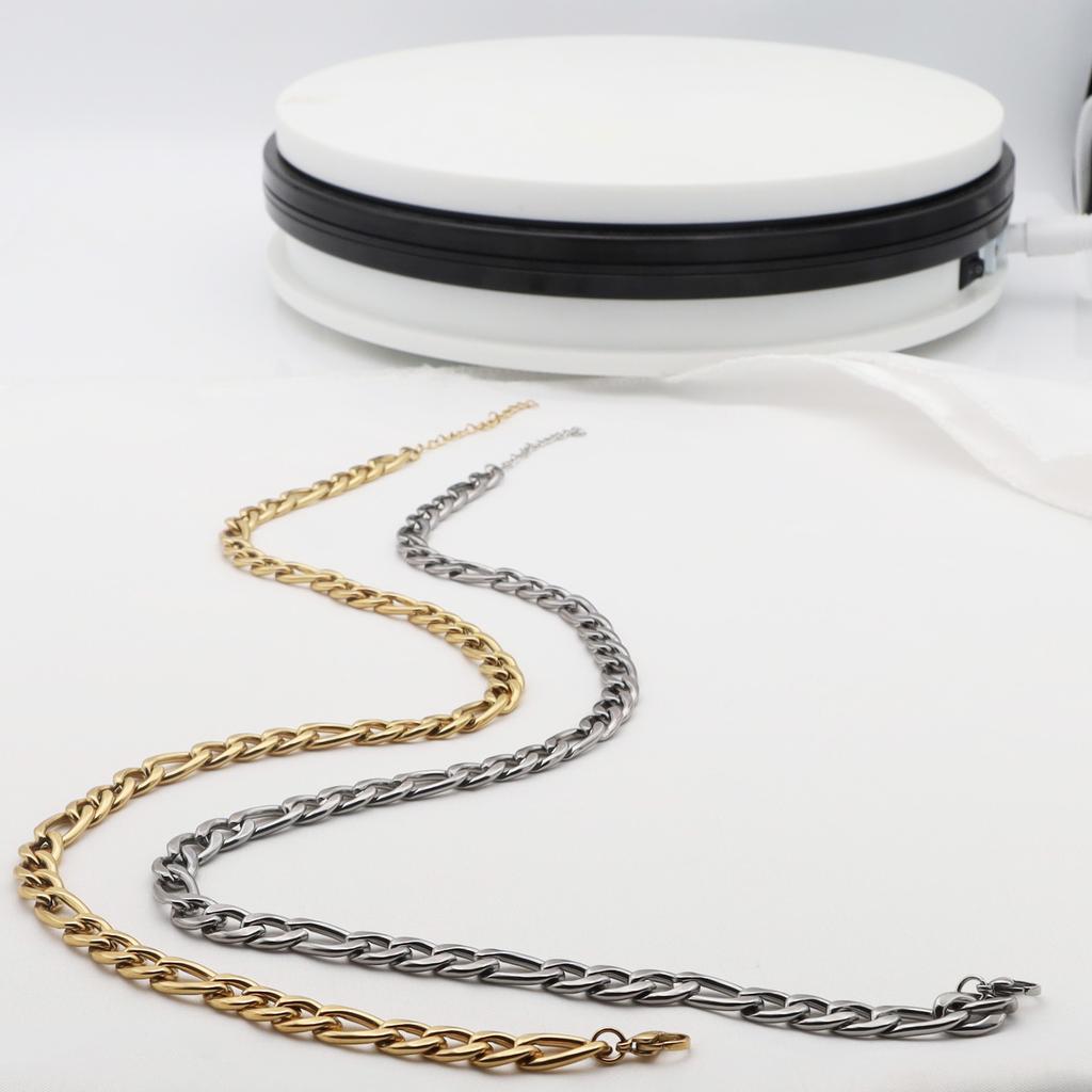 Nk Mother And Child Chain Non-Fading Titanium Steel Cuban Chain Hip Hop Figaro 18K Gold Necklace