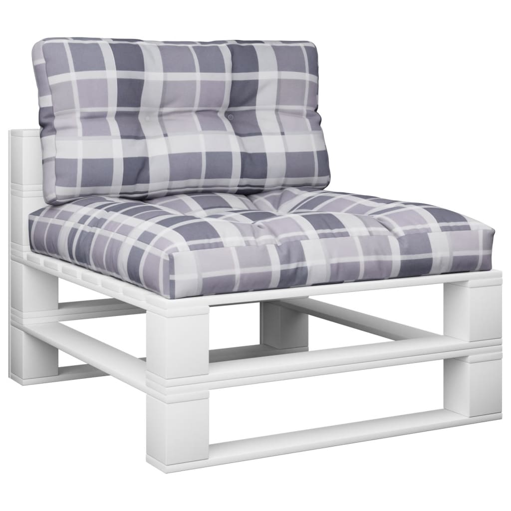 2 Piece Pallet Cushions Gray Checkered Pattern Fabric