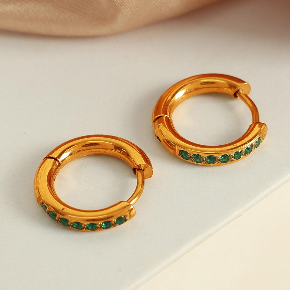 Yori Delicate Colorful Bling Simple Round Earrings Fashion Thin Finger Korean High Quality Jewelry 18K Golden Accessories