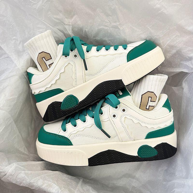 2024 Cute Round Toe Women Sneakers Blue Platform Comfortable Students Fashion Mens Shoes Vulcanized Lace-Up Zapatillas Mujer