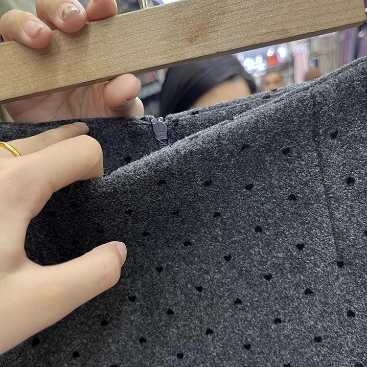 2026 Women's High-Waist Slimming A-Line Polka Dot Woolen Skirt - Petite, Anti-Exposure, Autumn/Winter