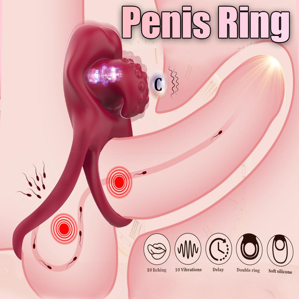 Vibrating Penis Ring for The Tongue, Clitoral Vibrator, Sex Toys, Clitoral Stimulator with Tongue for Men and Women,10 Vibrations, Couple Sex Toys