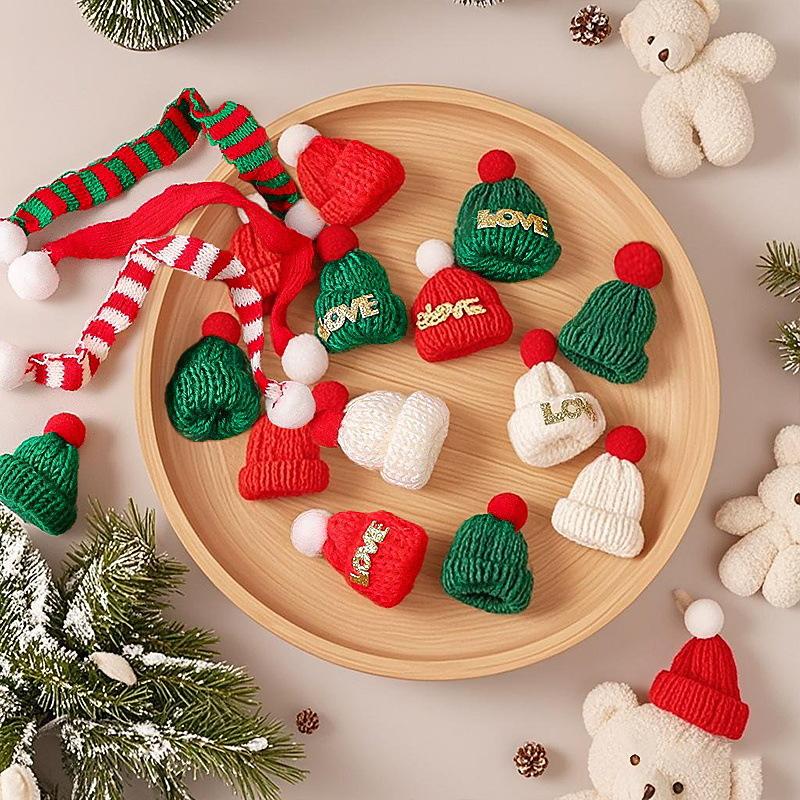 Christmas Hat Cute Mini Red Woolen Hat Hairpin Hair Accessories Wine Bottle Hat Christmas Dress Decoration