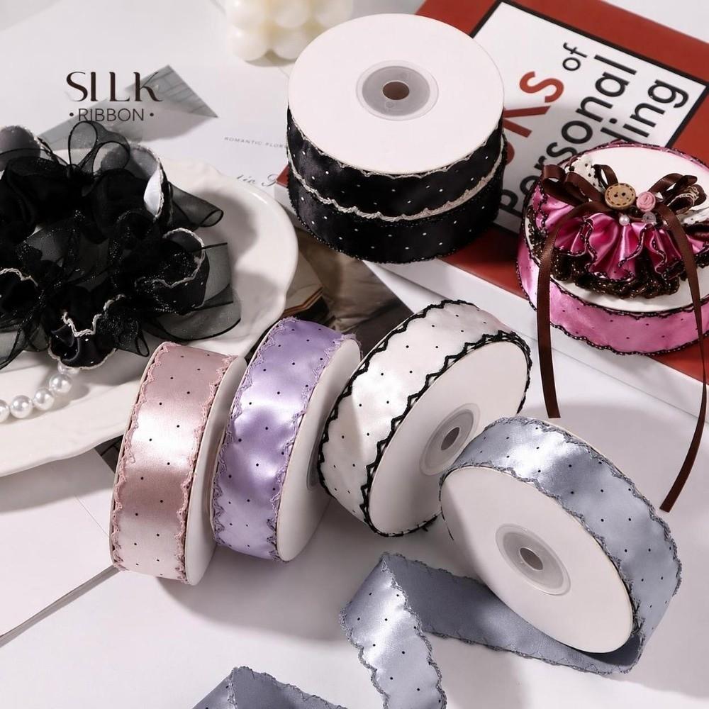 DIY Bow Satin Fabric Ribbons Gift Box Bouquet Tape Ribbons Hair Accessories Dot Lace Ribbon Gift