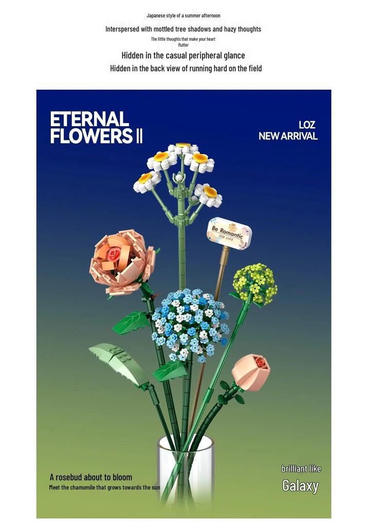 LOZ DIY Building Blocks Flower Bouquet - Tulip & Rose: Ideal Birthday Gift or Home Decor.