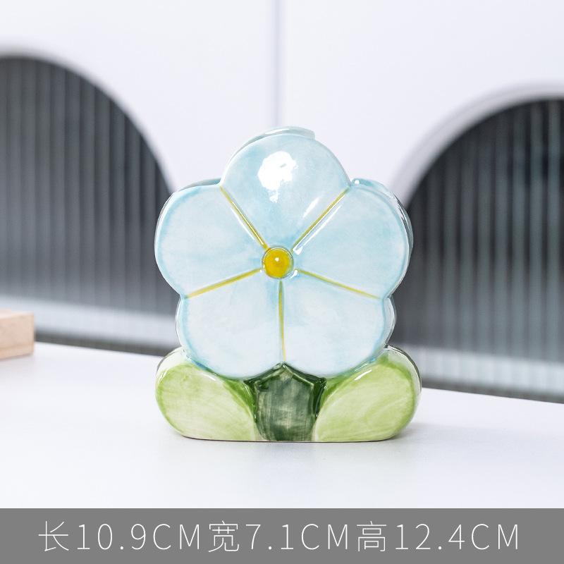 Flower-shaped Ceramic Flower Arrangement Creative Art Vase Living Room Flower Arrangement Dining Table Porch Decorations Vases