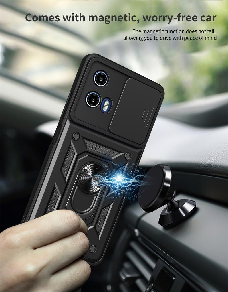 For Moto G04 CASE G24 Magnetic Holder Ring Protect Cov Funda For Motorola Moto G04 G24 Case Slide Camera Lens Armor Phone Case