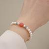 Elegant  Pearl Bracelet for Women, Fashion Round Bead Design Pendant Peal Bangle, Strawberry Crystal Bracelet