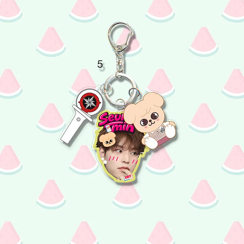 1pc Kpop Stray Kids Member Acrylic Keychain Cute 3-in-1 Mini Lightstick Real Photo Name Tag Triple Pendant Keyring for Bags, SKZ Merch STAY Gift