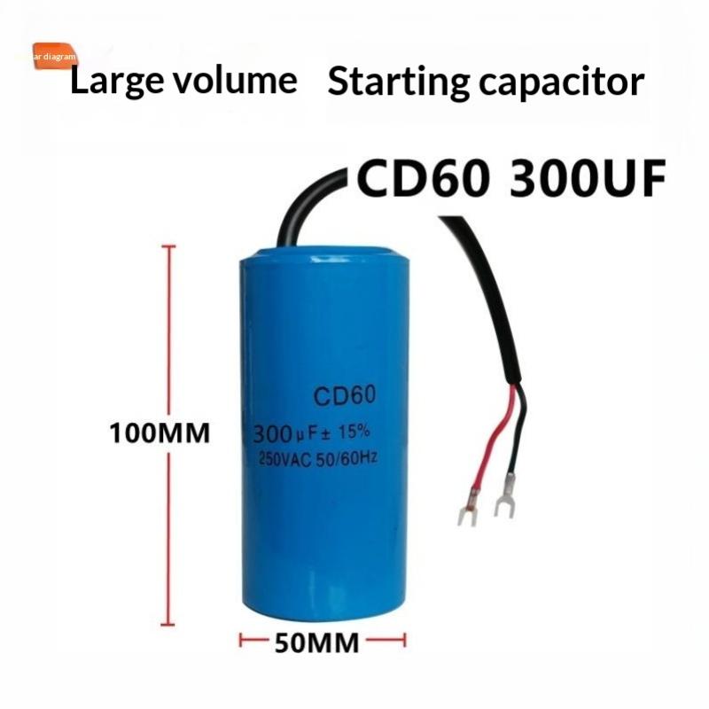 Cd60 Capacitor Cd60 Run Capacitor With Wire 250V Ac 200Uf 50/60Hz For Motor Air Compressor 150Uf-400Uf Cd60 Run Capacitor
