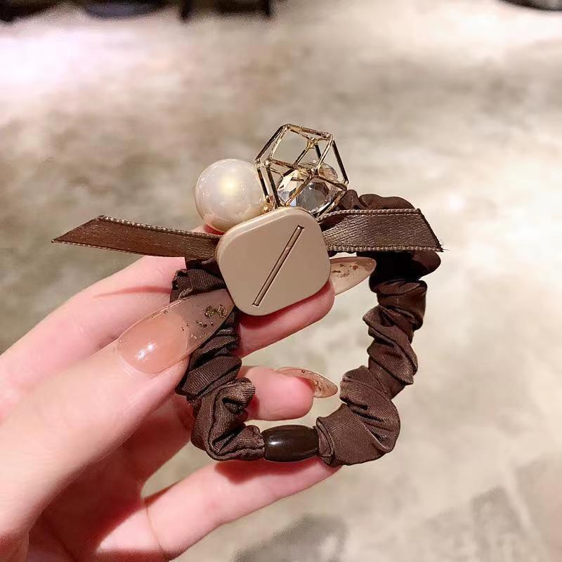 

Высококачественная веревка для волос с жемчужным бантом: Эластичная повязка на голову для толстой кишки в японском и корейском стиле