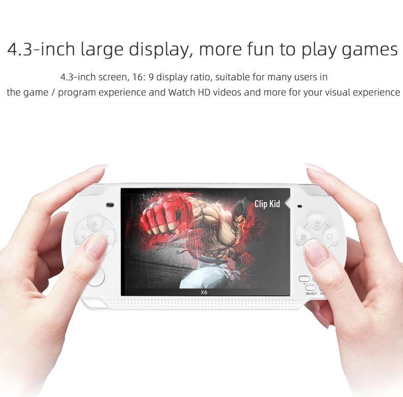 PSP3000 X6 Retro Handheld Game Console for Kids - 4.3-inch, 8GB, NES/GBA/Arcade Compatible