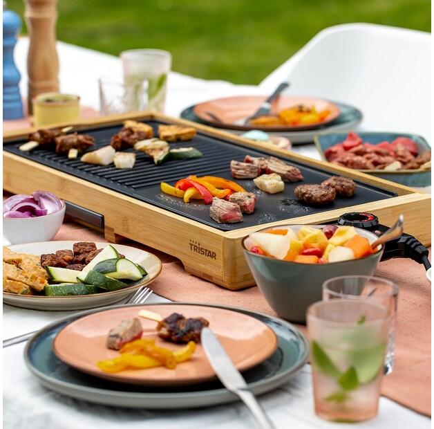 Griglia elettrica Tristar BP-2641 Piastra grill in bambù XL