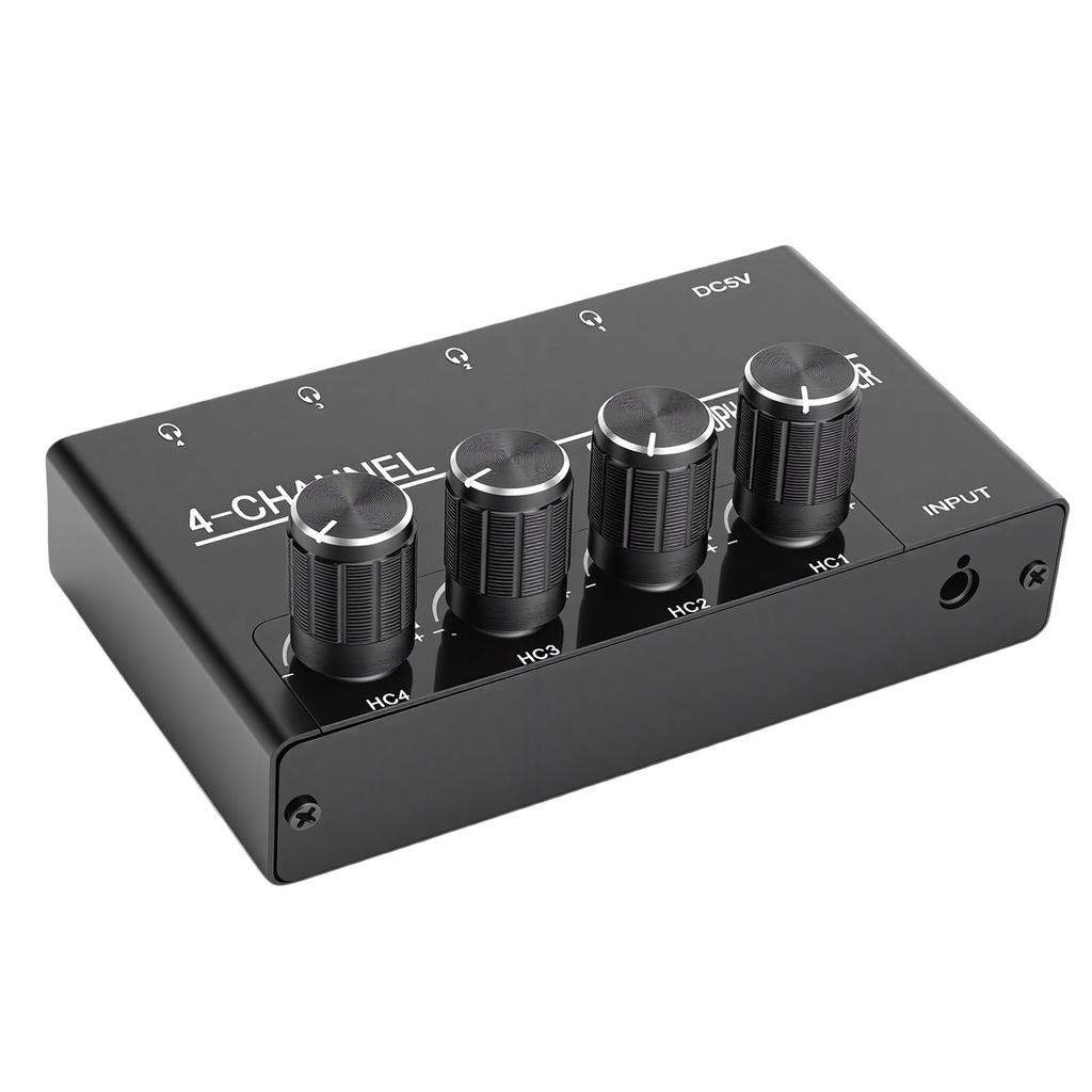 Headphone Amplifier 4 Channel Stereo Headphone Amplifier Splitter with 1 4 Inch Headphone Output for PC Guitar