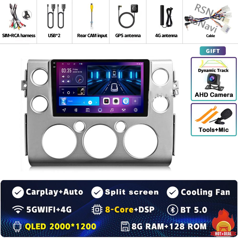 Android 14 Carplay Auto For Toyota FJ Cruiser J15 2006 - 2020 Car Radio 4G WIFI Player Multimedia srereo Navigation Video GPS BT