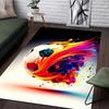 Cool Ice and Fire Soccer Ball Printed Floor Mat, Soft Rug for Bedroom Living Room Game Room, Sports Home Decor Carpet
