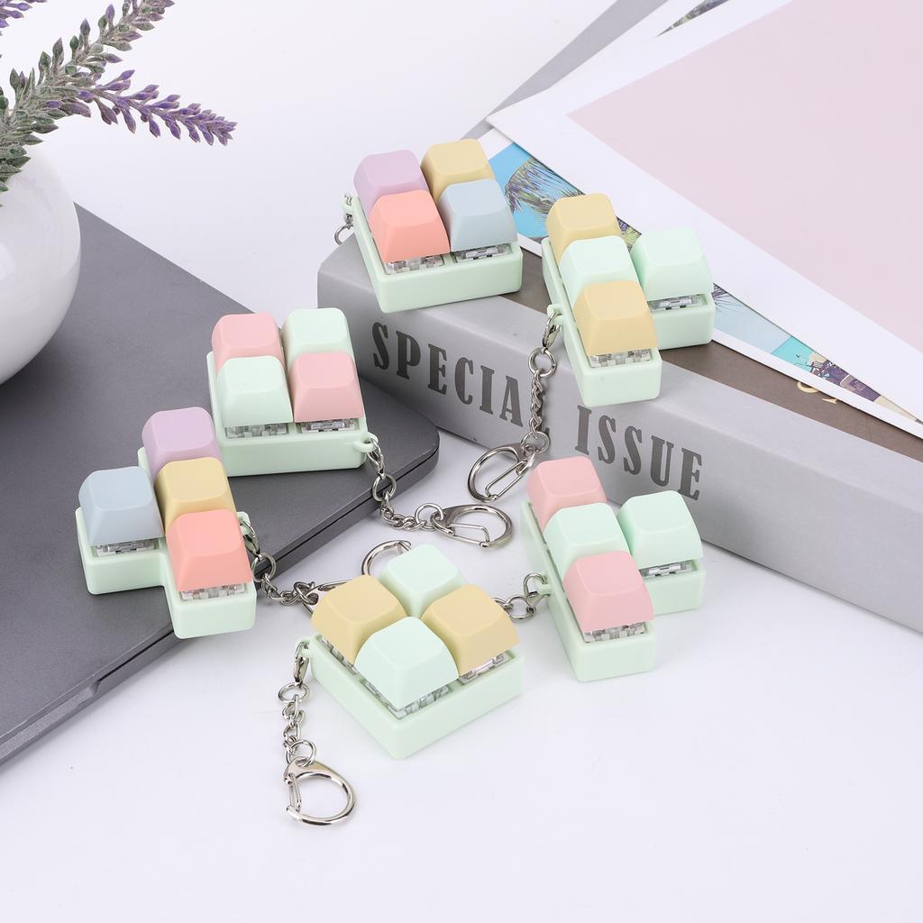 Keyboard Fidget Toy 4 Keys Keyboard Fidget Clicker Keychain Mechanical Keyboard Axis Tester Stress Relief Toys for Kids Adults