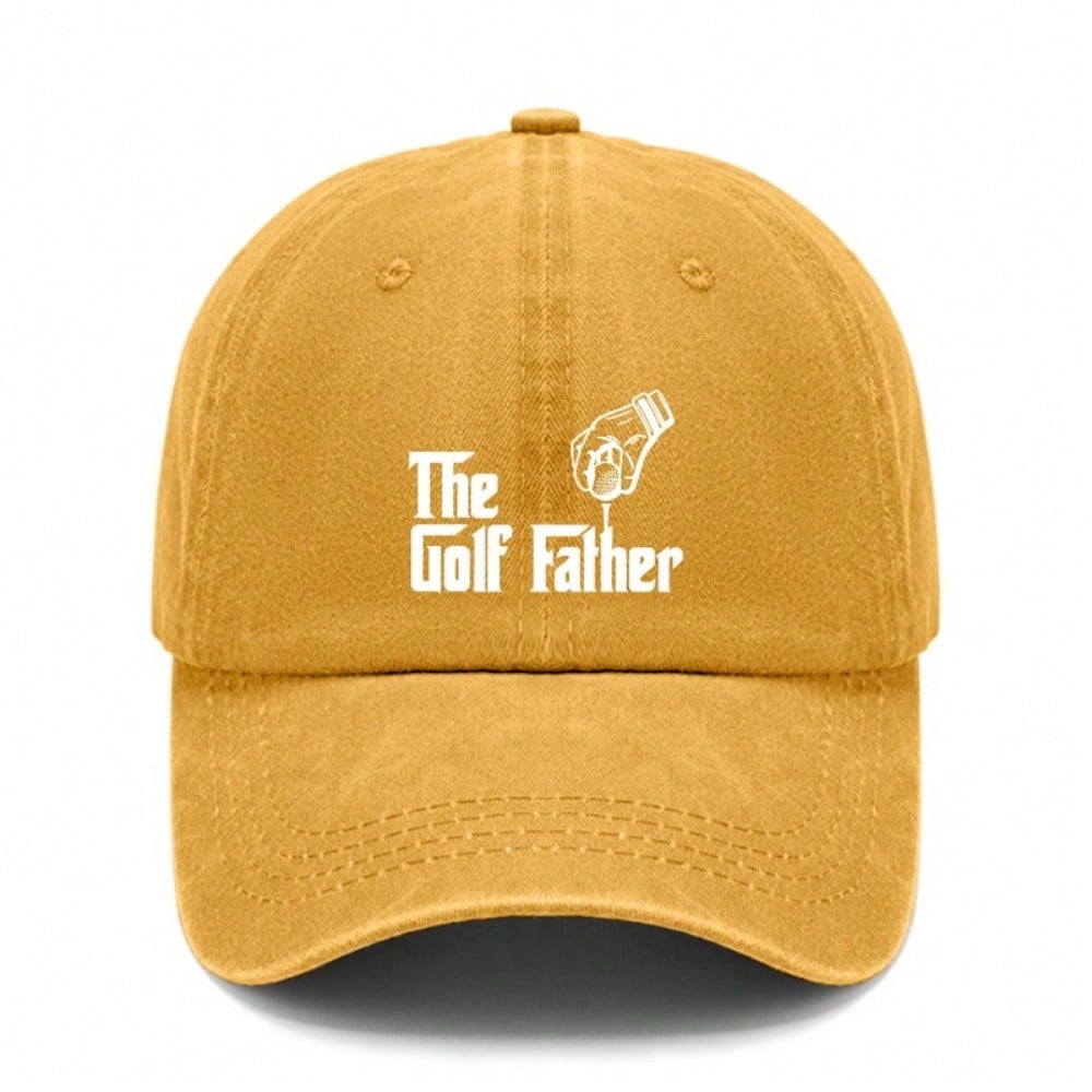 [Vintage Baseball Cap] The Golf Father Print Polyester Soft Adjustable Curved Brim Casual Outdoor Sports Golf Hat For Dad Gift