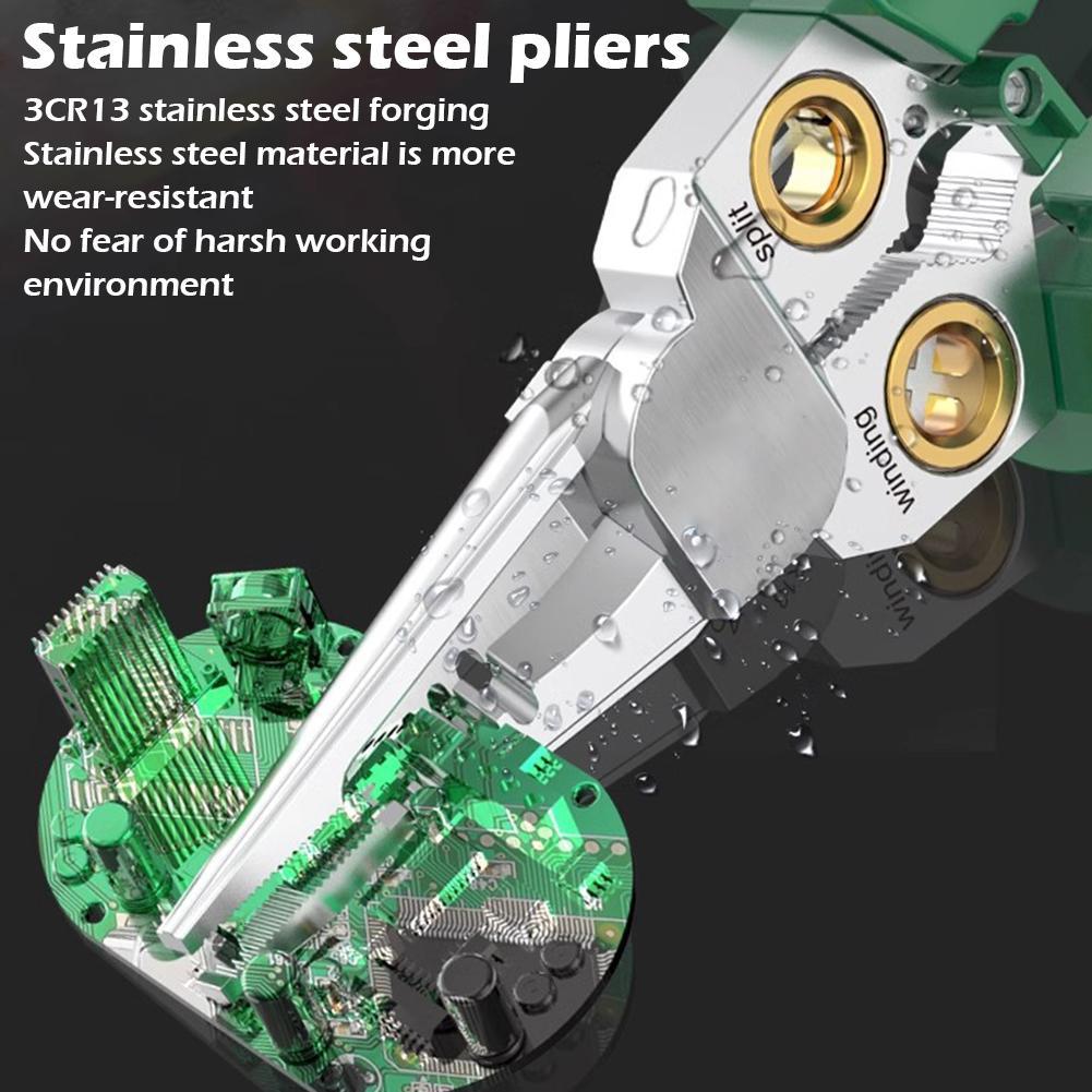 Clește electrician multifuncțional 8 în 1, dezizolator de sârmă din oțel inoxidabil, clește cu vârf ascuțit cu măsurare electrică