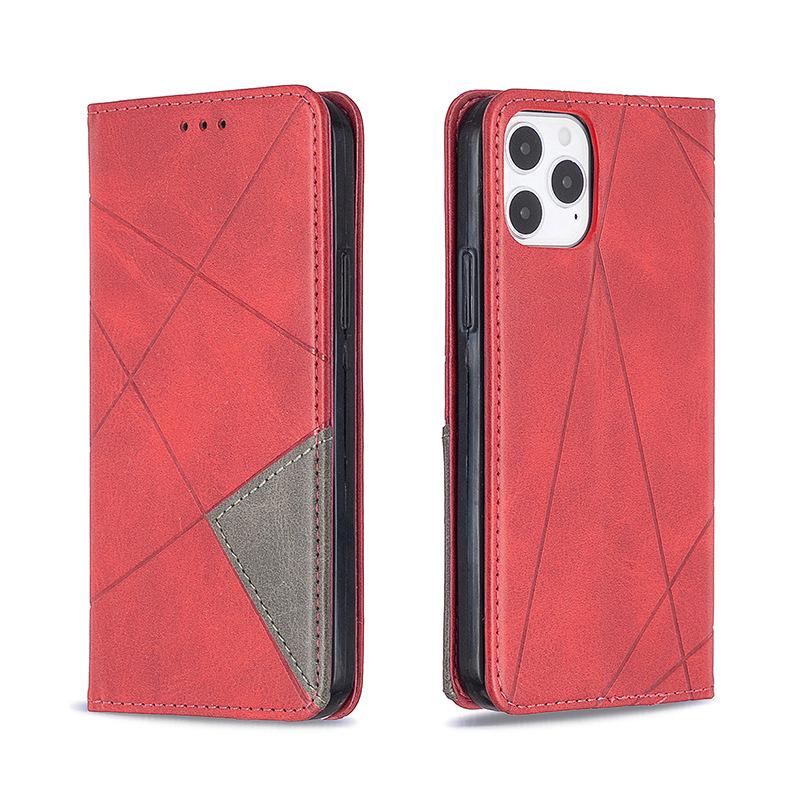 Applicable To iPhone16E Prismatic Mobile Phone Leather Case 17Pro Cowhide Pattern Protective Case 14plus Two-color Splicing S25