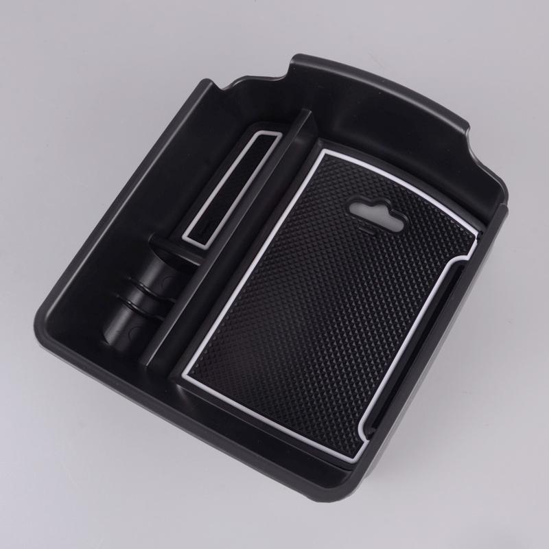 Auto Mittelarmlehne Aufbewahrungsbox Organizer Tablett Passend für Kia Seltos Sport+ GT-Line Schwarz Mit Weißer Linie