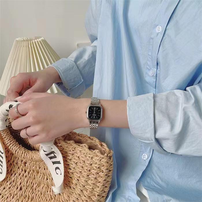 New Fashion Square Dial Ladies' Quartz Watch with Steel Band – Versatile and High-End