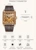 Square Wristwatch with Leather Strap and Big Gift Women's Diamonds, Face, Stylish, Waterproof, Simple, Business, Casual, Luxury, Brown,