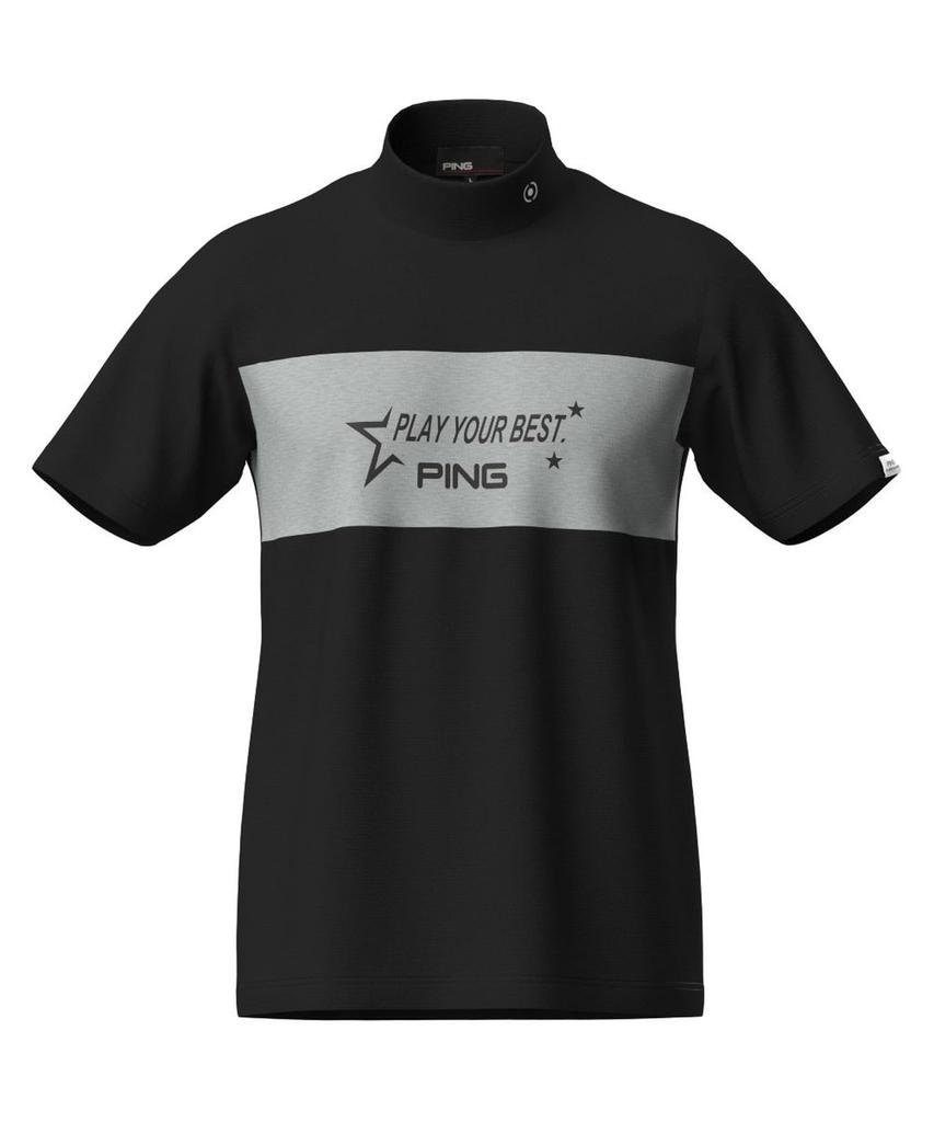 Ping Apparel Men's Short Sleeve High Neck Shirt (Lightweight, Stretch, UV Protection) / Golf Undershirt / 621-4267801 010_Black, Size 3L