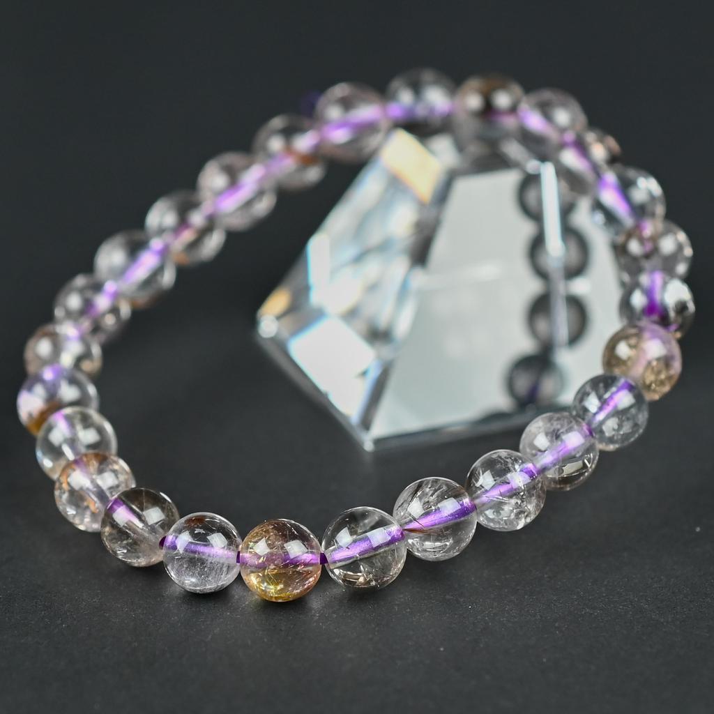 [Eigado] Cacoxenite In Quartz Bracelet, 7mm Beads, 26 Beads, Inner Diameter Approx. 16cm, Natural Stone, Power Stone, Good Luck Charm