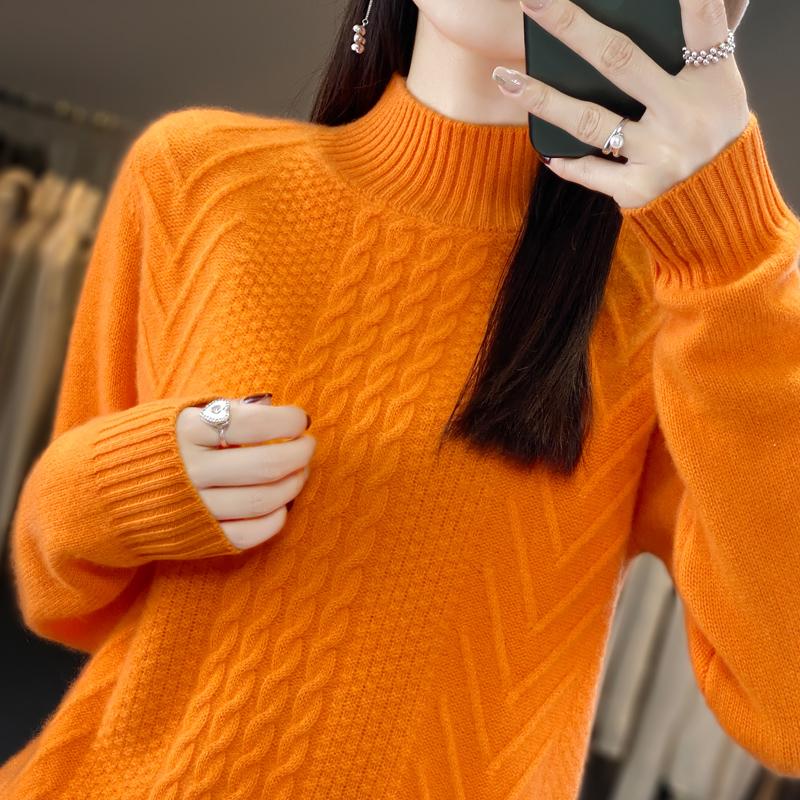 Damen Kaschmirpullover Qinghe Kaschmir 30% Kaschmir 70% Wolle warm und modisch Allrounder Herbst und Winter