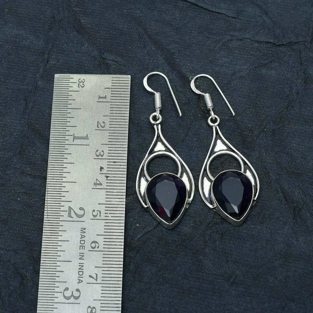 Amethyst Gemstone Handmade 925 Sterling Silver Jewelry Earring