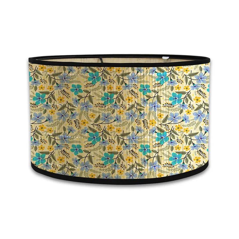 Japanischer Retro-Stil Bambus Lampenschirm Moderner Schlichter Blumenmuster Lampenschirm Ferienhaus Kronleuchter Lichtabdeckung Wandlampenschirm