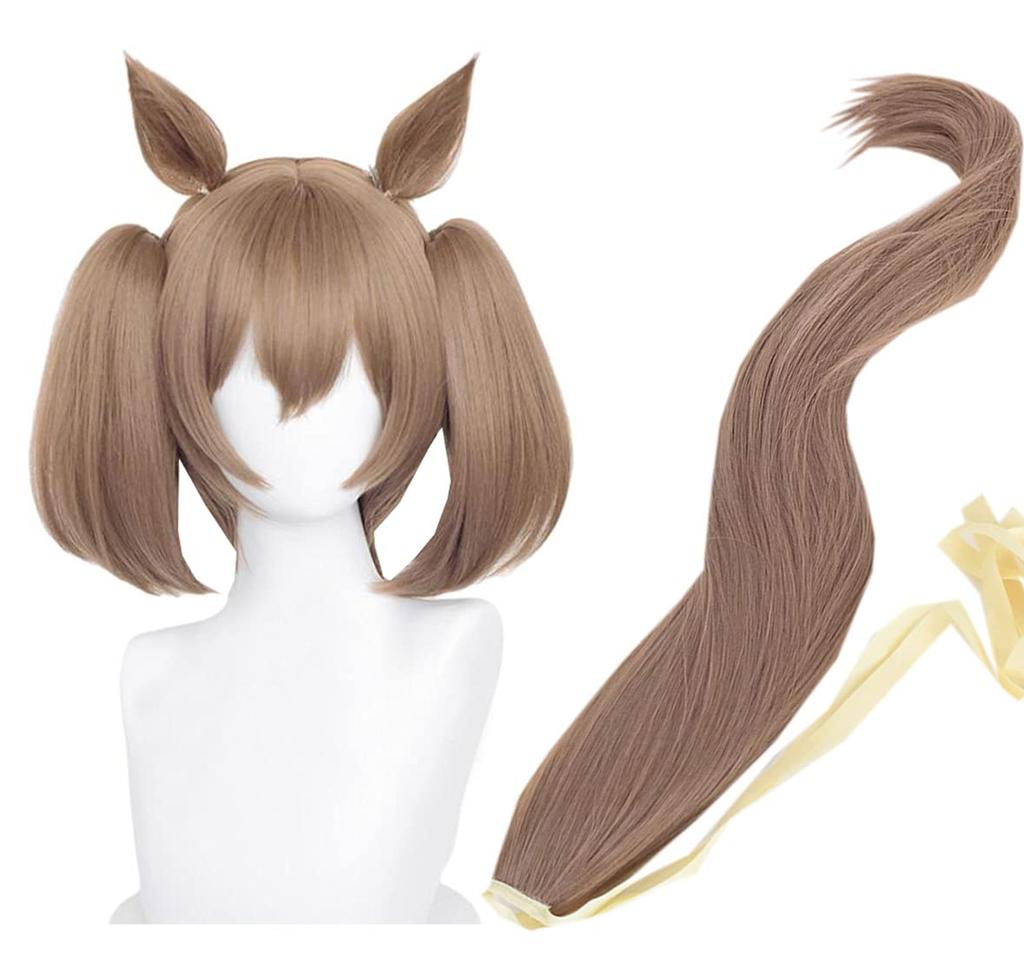 Smart Cosplay Disguise Cosplay Wig with Net and Brown and Falcon-style Wig, Heat-Resistant, 40cm, Wig, Comb, (Wig, Ears, Tail)