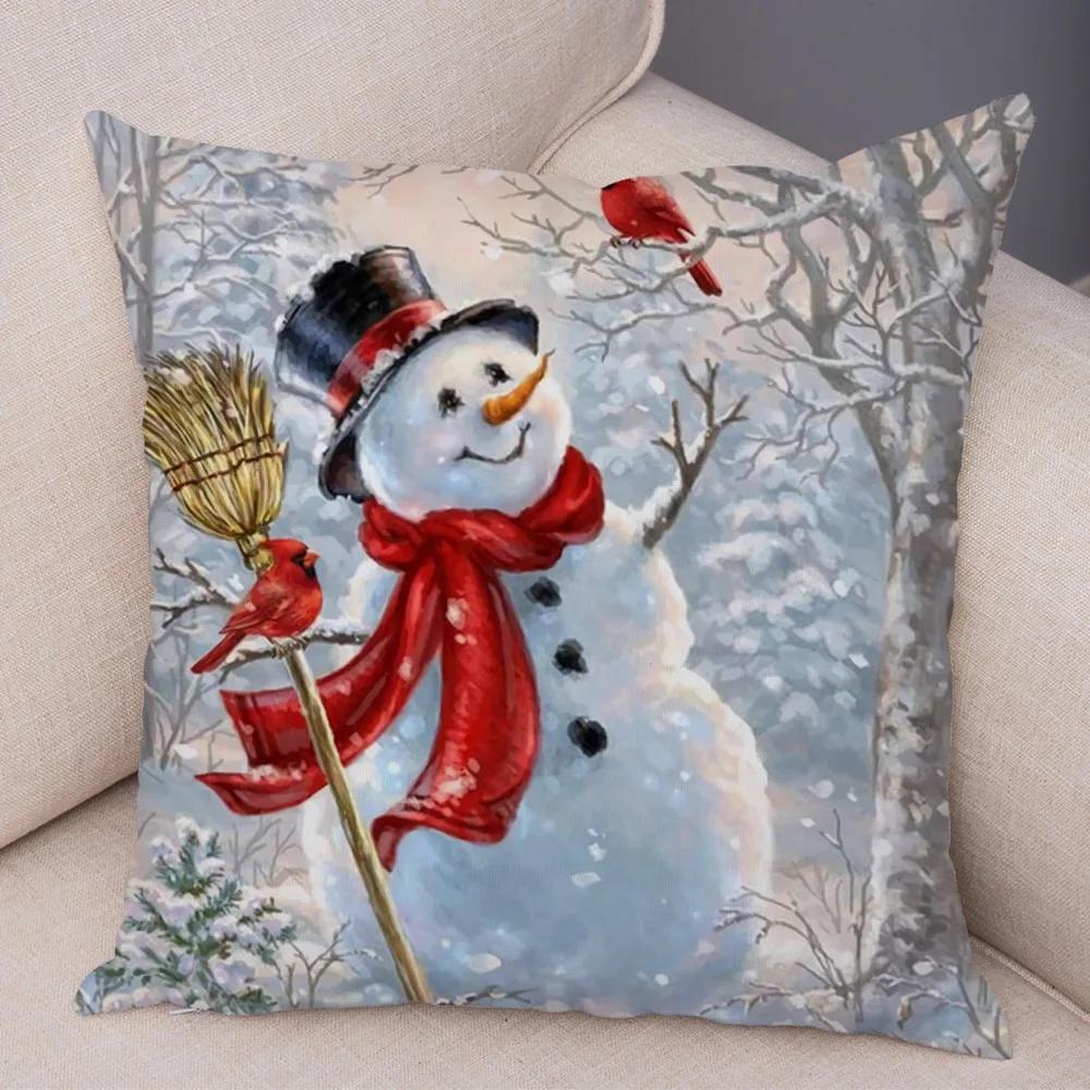 50 Style Merry Christmas Cushion Cover Decor Cute Cartoon Santa Claus Snowman Pillow Case Soft Plush Pillowcase for Sofa Home