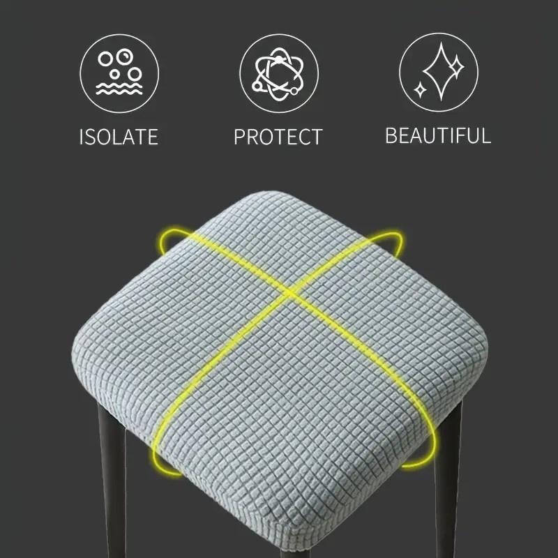 1pc Classic Stretch Square Vanity Stool Cover Non-Slip Dining Chair Seat Protector Blend Machine Washable For Wedding Party Bar Hotel