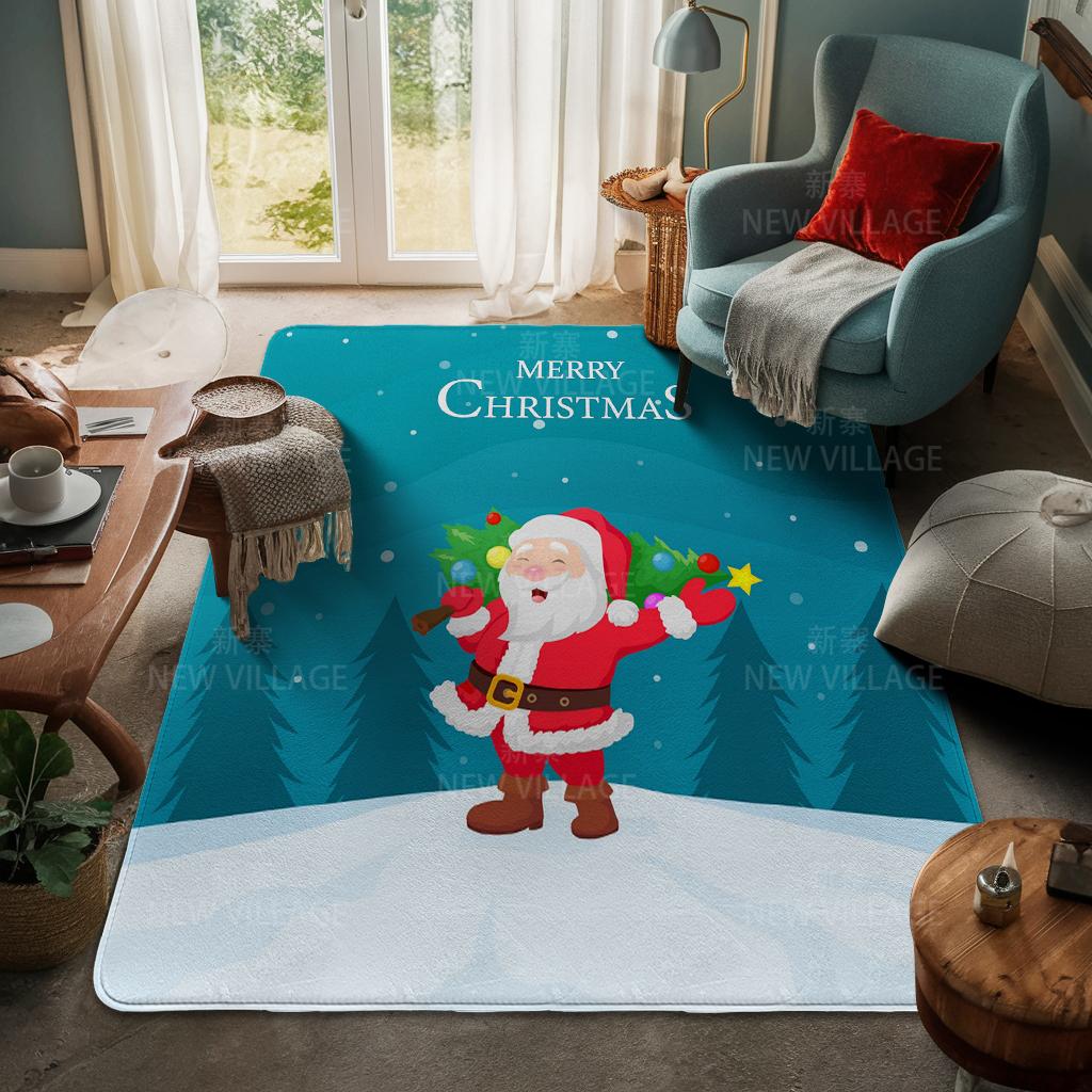 House Entrance Carpet Home Door Mat Living Room Bath Foot Bathroom Non-slip Water Absorption Rugs Bath Merry Christmas Winter