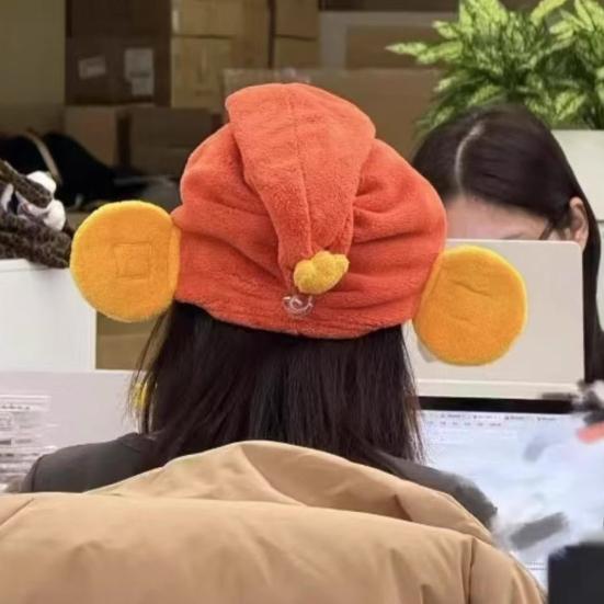Hair Drying Towel Absorbent God of Wealth Hair Wrap with Button Fast