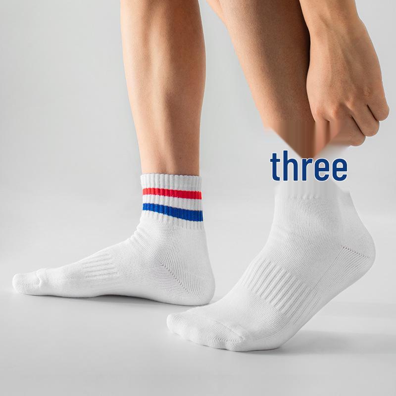 Men's Mid-Calf Striped Academy Style Cotton Socks for Autumn/Winter Sports