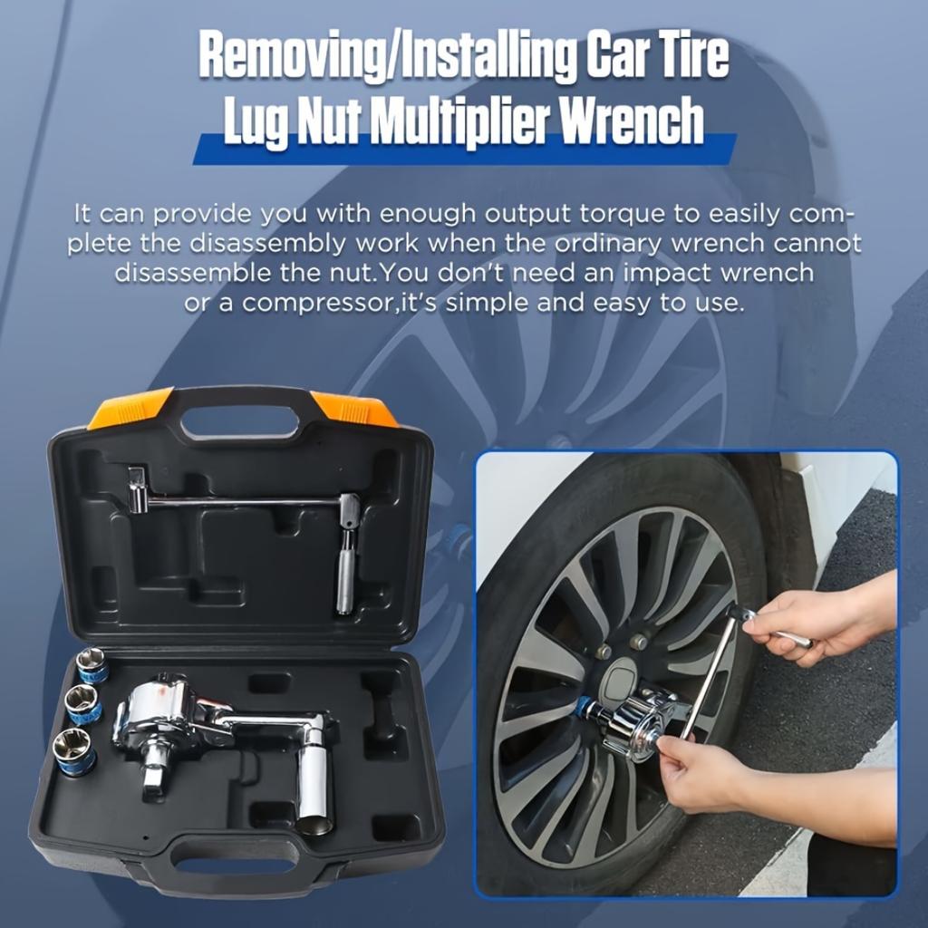 1:16 Heavy Duty Torque Multiplier, 320NM Labor-Saving Wheel Nut Remover With 17/19/21mm Sockets Perfect Auto Tire Changing Repair Tool