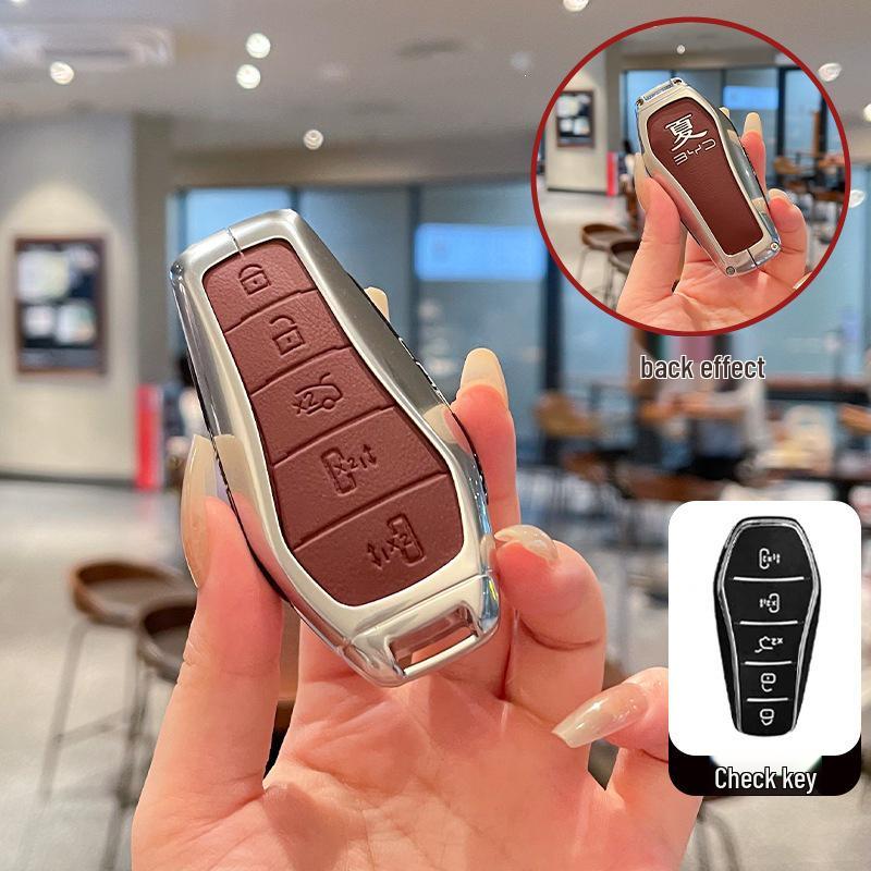 

BYD Xia Key Case: Premium Metal Leather Business Car Decor with High-End Shell Buckle