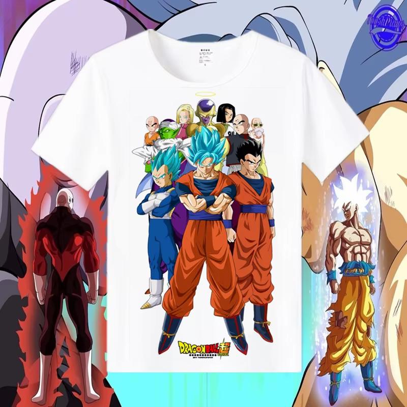Dragon Ball Animation Derivatives Goku Vegeta Buu Frieza Printed Short Sleeve T-shirt Unisex's and Women's Fashion Cotton Top