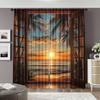 Set Of 2 Flat Printing Drapes Sunset Beach View Window Image Protecting Privacy Family Party Decoration Use Carnival Decor Curtain Polyester