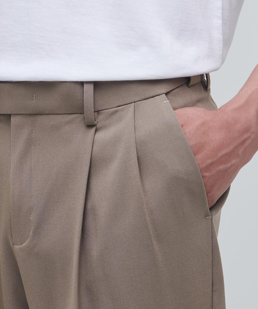 Musinsa Standard Lightweight Real Wide Hidden Banding Slacks [Dusty Beige]