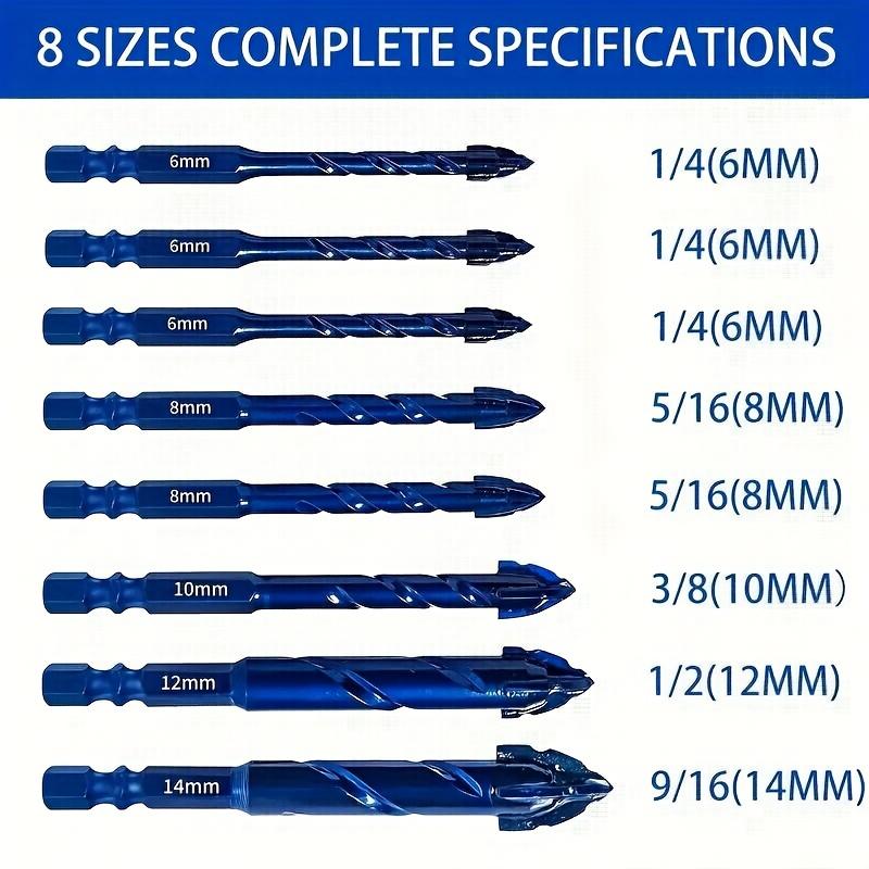 7/6/5/4PCS Four-edge Serrated Drill Bit Set For Drilling Holes In Glass Tiles Walls Concrete 3-12mm Sawtooth Drill Bit Set Tool