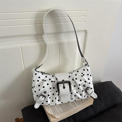 Women Simple Korean Style Retro Polka Dot Armpit Single Shoulder Bag For Daily Commute