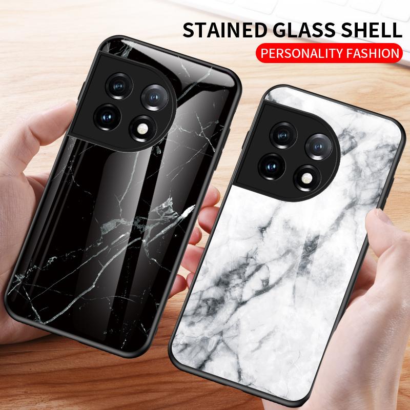 For OnePlus 11 Case Luxury Marble Grain Hard Tempered Glass Protective Back Cover Case For OnePlus 10 Pro 10T OnePlus11 shell