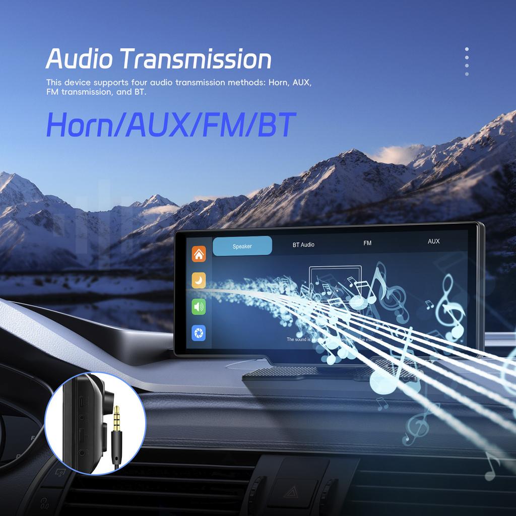 10.26" Portable Bluetooth Car Navigation Carplay Wireless Car Radio AHD Camera