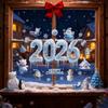 2026 Christmas Window Clings Blue Snowflake Ice Double-Sided Window Stickers PVC