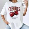Cherry Print T Shirt Female Comfortable Graphic Gothic Aesthetic Retro Grunge T-shirt Kawaii Streetwear Hip Hop Colorful Classic